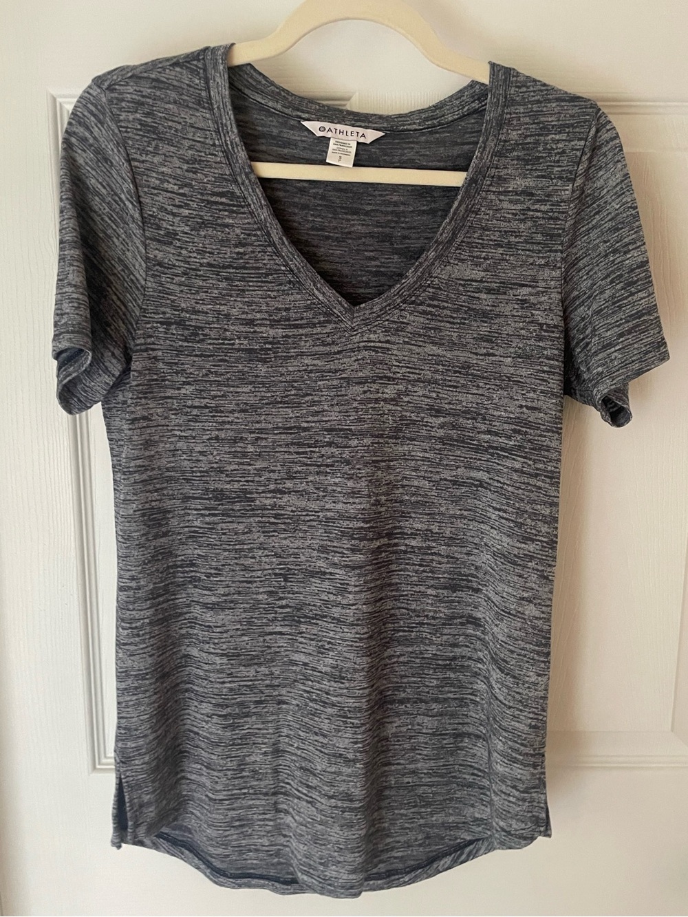 Athleta Heathered Charcoal V-Neck Short Sleeve Tee